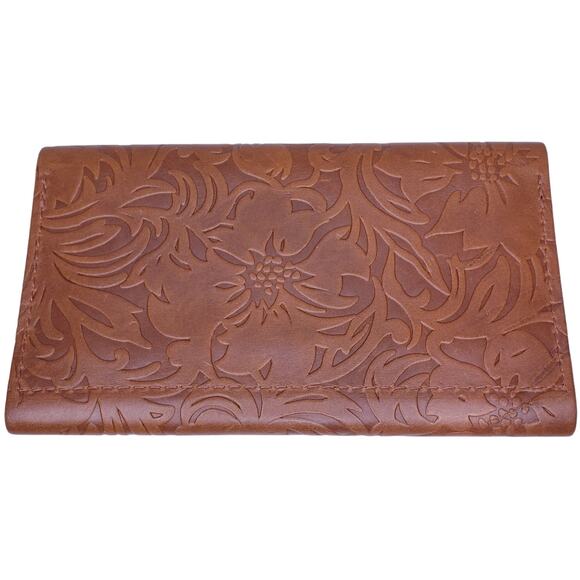PORTLAND LEATHER GOODS Rancher Wallet Floral Embossed Tooled Leather in Brown - Picture 3 of 16